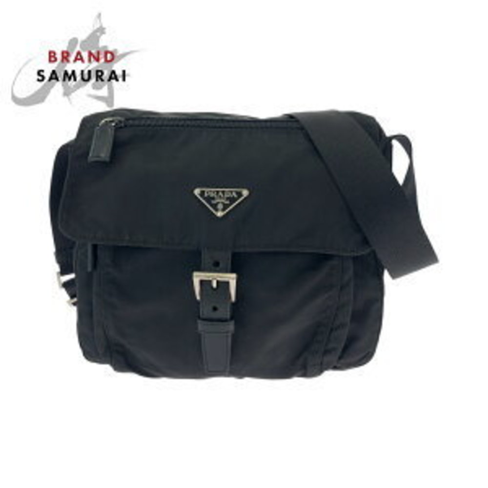 Prada Triangular Pouch Black Shoulder Nylon Tessu… - image 1